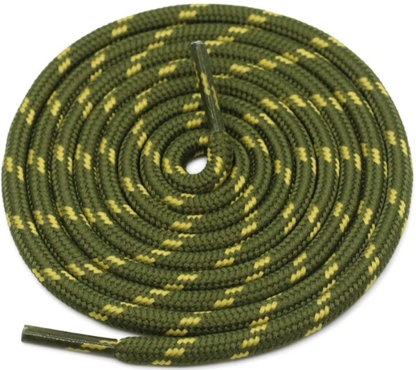 GRAH SANGRAH® (2 Pair) Shoelaces for Hiking Shoes, Outdoor Walking Sneakers, Outdoor Hiking, Climbing, Basketball, Work Boot, Running , Sport Shoes - 120 cm, Army Green Yellow